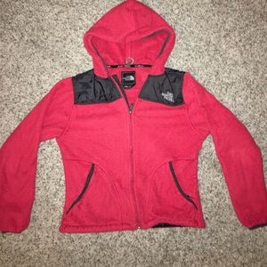 North face red fleece jacket